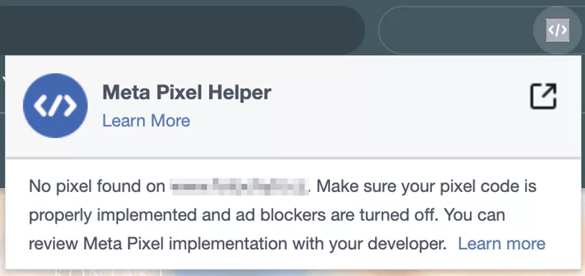 Meta Pixel Helper - není na webu správně nainstalován